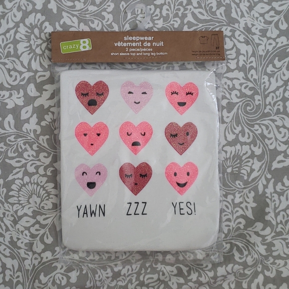 Crazy 8 Hearts & Stripe Pajama Set New NWT - Picture 2 of 6